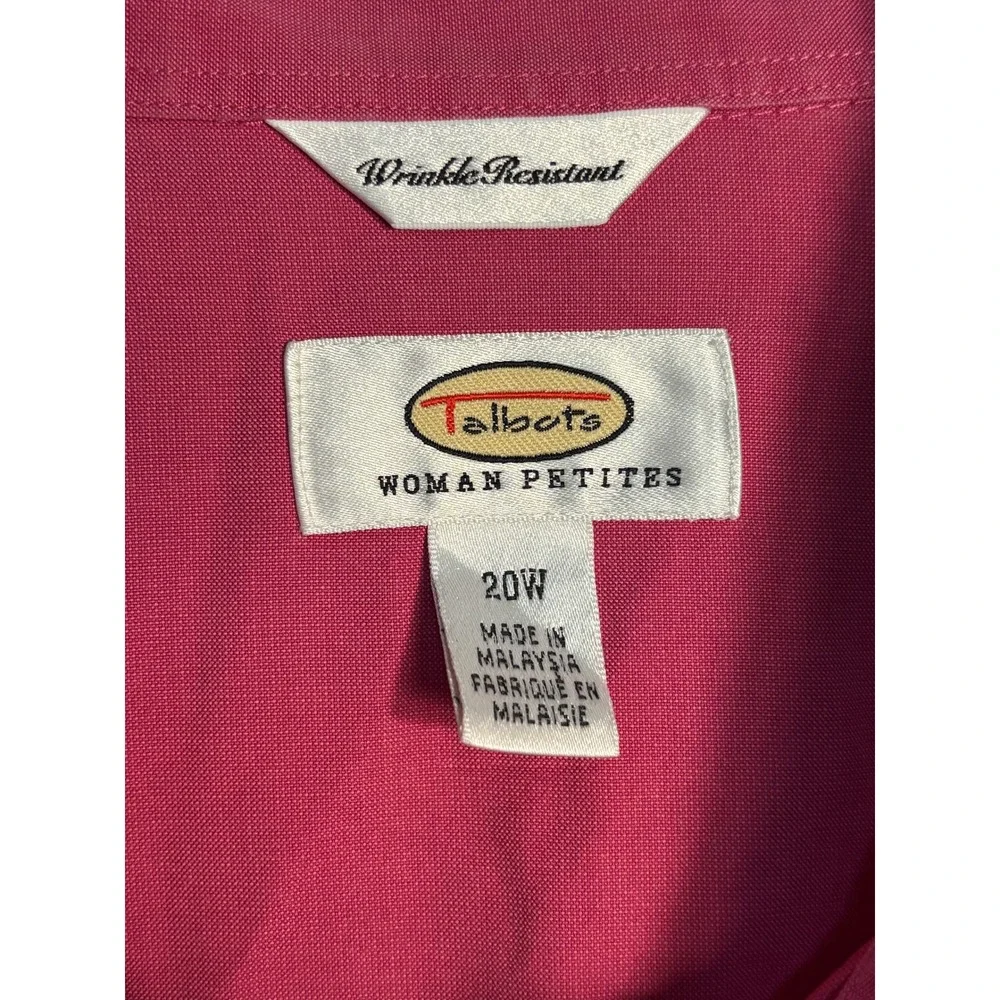 Talbots Women's Petites 20W Wrinkle Resistant Button Up Shirt 100% Cotton Pink - Picture 3 of 9